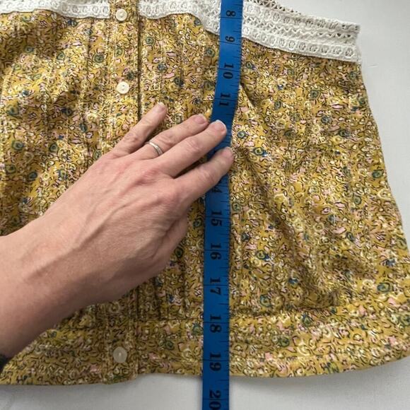 Universal Thread Crochet Floral Blouse M Yellow Button Front Boho Cottage - Picture 7 of 10